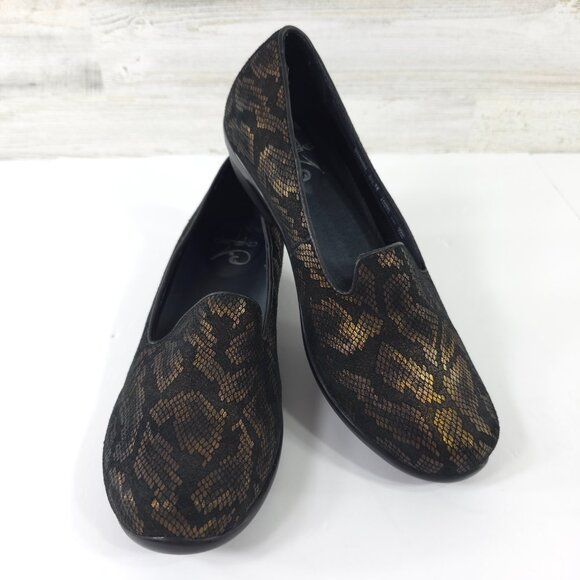 DANSKO OLIVIA LOAFERS SHOES WOMEN'S SIZE 7.5 - 8 US 38 EU BRONZE BLACK SNAKE VGC - Picture 1 of 16